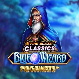 Slots logo of Fire Blaze Blue Wizard Megaways from Rarestone Gaming at LiraSpin Casino